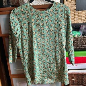 AKA New York Green Red Boxy Blouse size medium